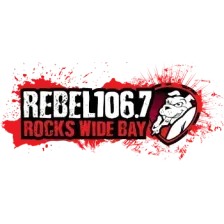 Rebel FM 106.7 Rocks Wide Bay logo